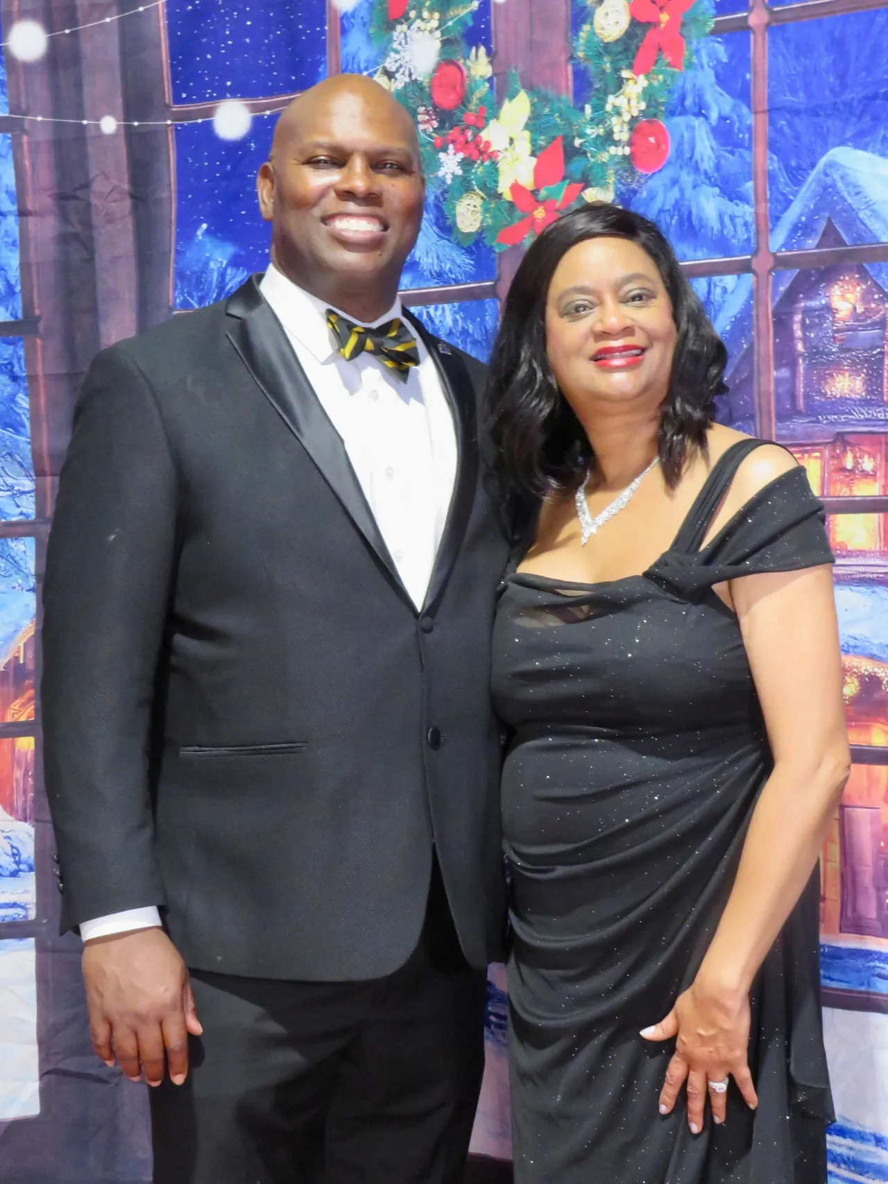 Elegant couple at holiday event