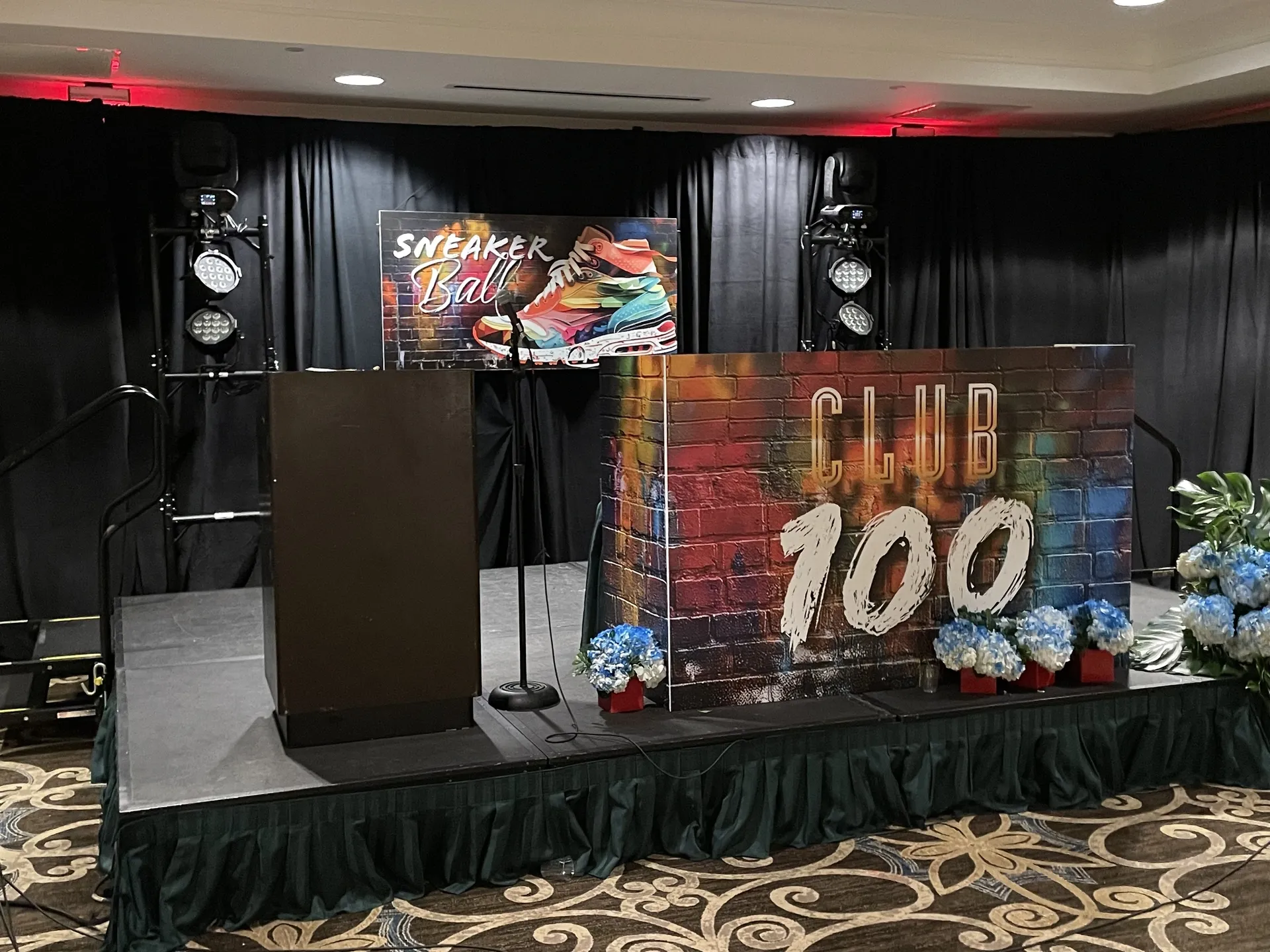 Event stage with colorful backdrop